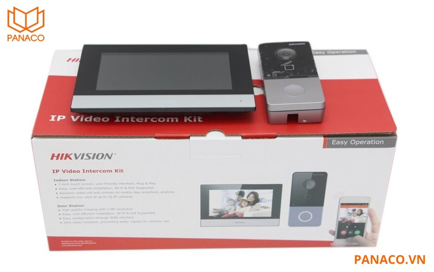 Bộ chuông cửa màn hình IP Hikvision SH-KIS6603-LE gồm 1 nút ấn + 1 màn hình 7inch + 2 nguồn
