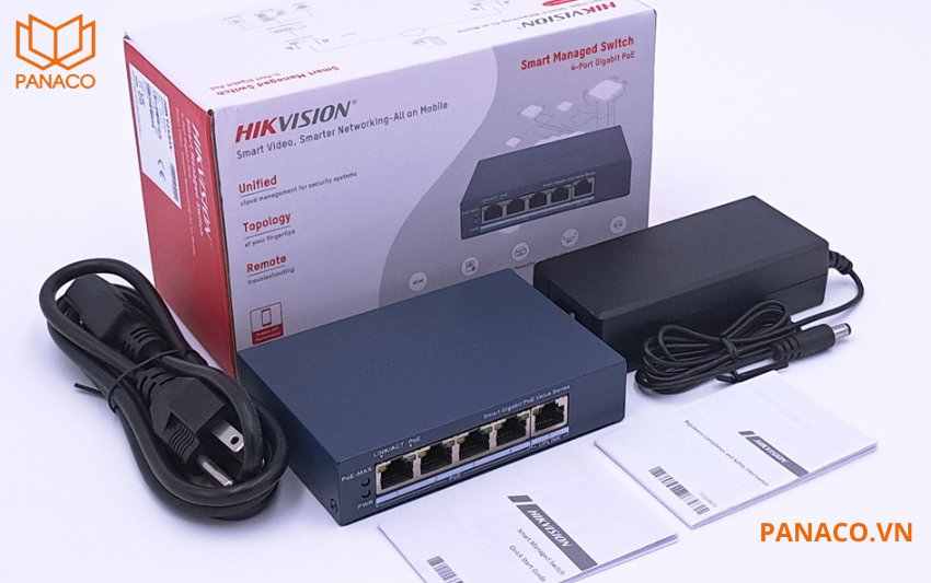 Box switch mạng 4 cổng PoE Gigabit 1000mbps DS-3E1505P-EI/M