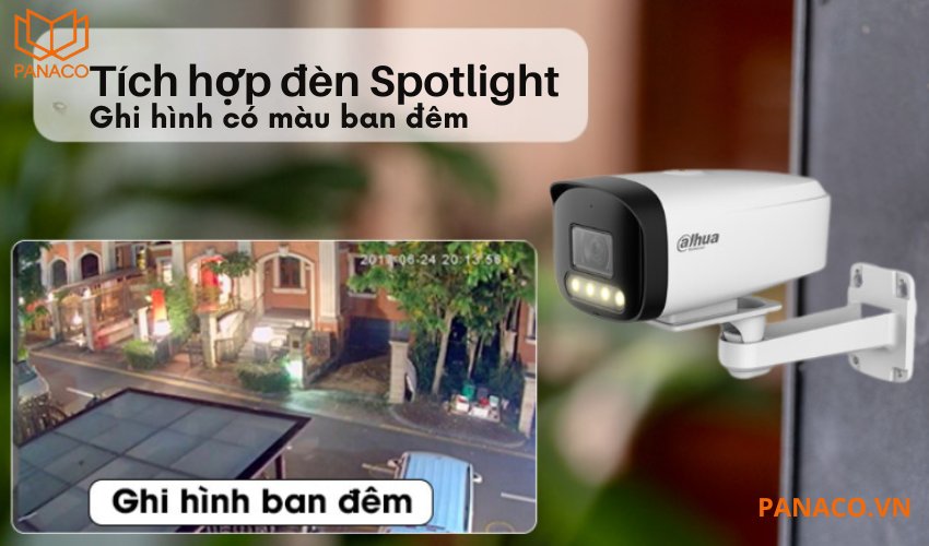 Camera DH-IPC-HFW1239V-A-LED-B ghi hình màu ban đêm