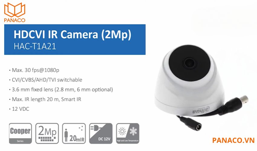 Camera Dahua bán cầu DH-HAC-T1A21P