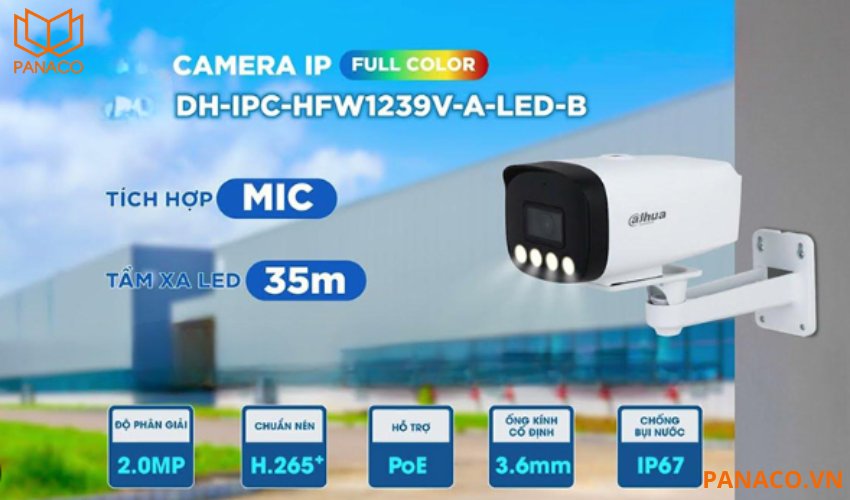 Camera Dahua thân trụ DH-IPC-HFW1239V-A-LED-B