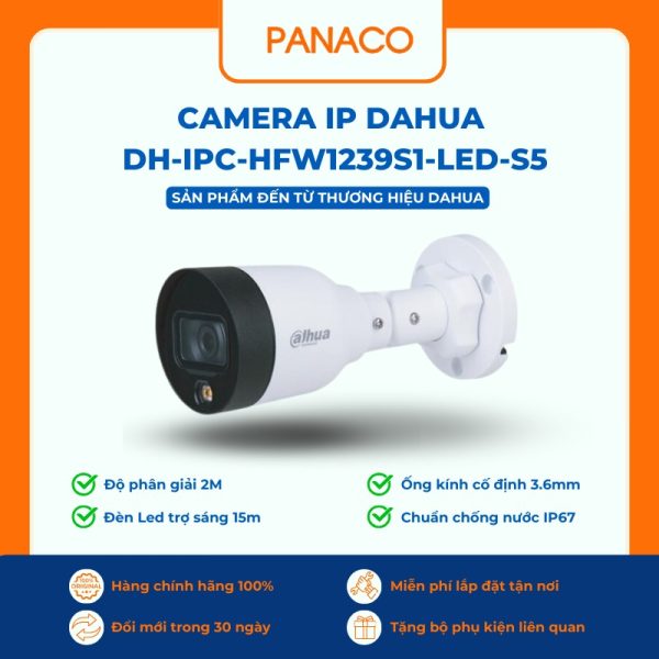 Camera IP Dahua DH-IPC-HFW1239S1-LED-S5