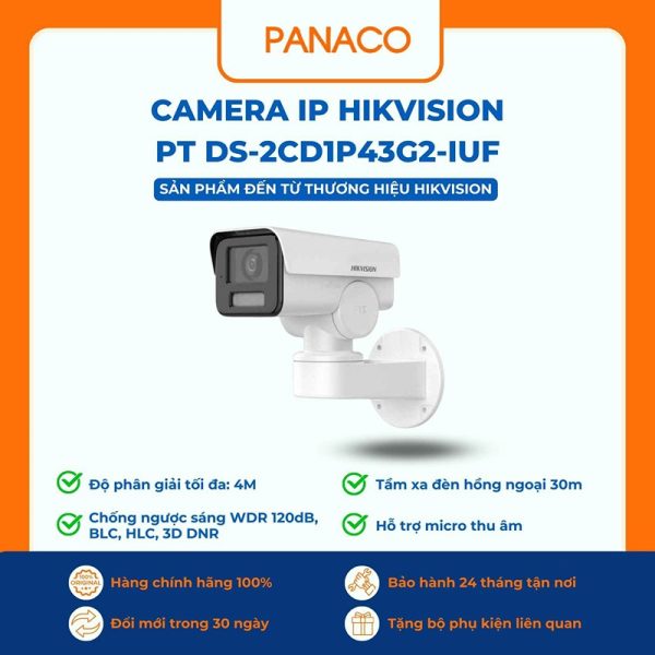 Camera IP Hikvision PT DS-2CD1P43G2-IUF