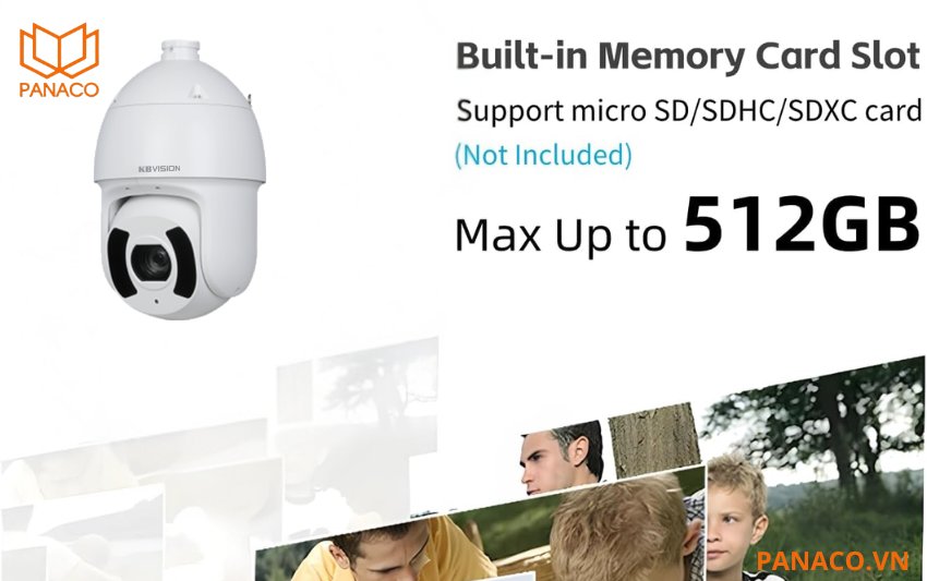 Camera Kbvision hỗ trợ khe cắm thẻ nhớ MicroSD lên đến 512GB