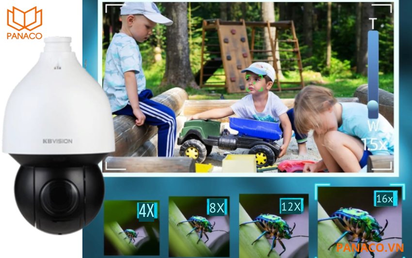 Camera PTZ Kbvision còn hỗ trợ zoom số 16x