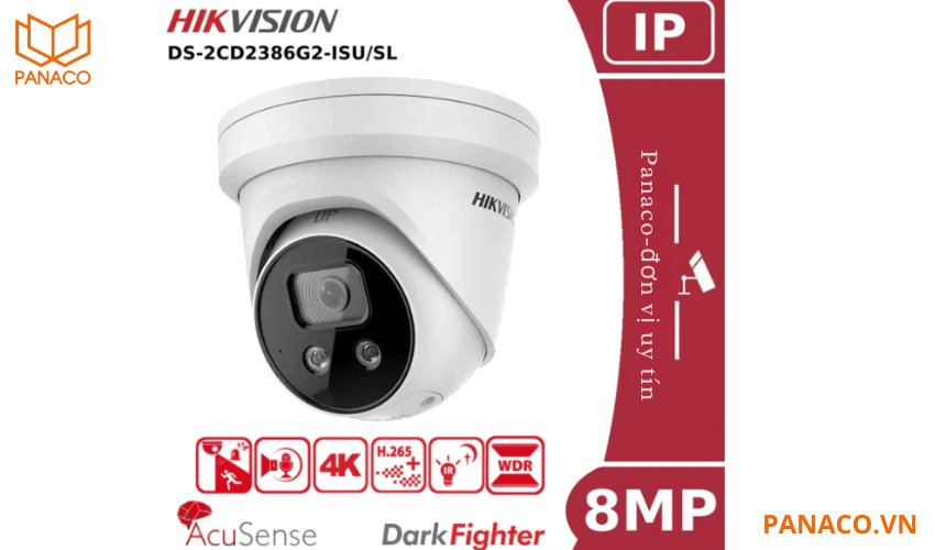 Camera bán cầu 8MP DS-2CD2386G2-ISU/SL