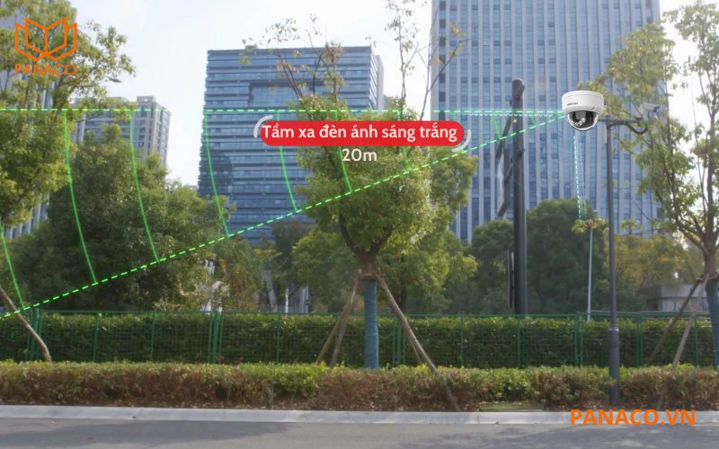 Camera bán cầu hồng ngoại trang bị đèn ánh sáng trắng