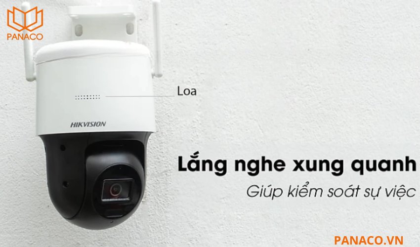 Camera có tích hợp cả micro và loa, mang đến khả năng đàm thoại hai chiều