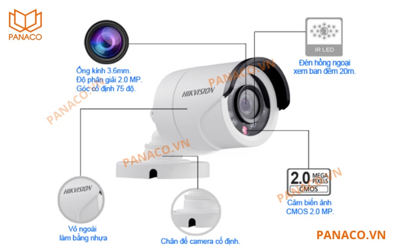 Camera hikvision 2MP DS-2CE16D0T-IRP