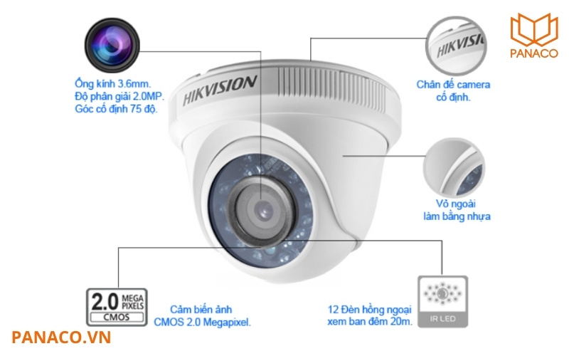 Camera hikvision 2MP DS-2CE56D0T-IRP