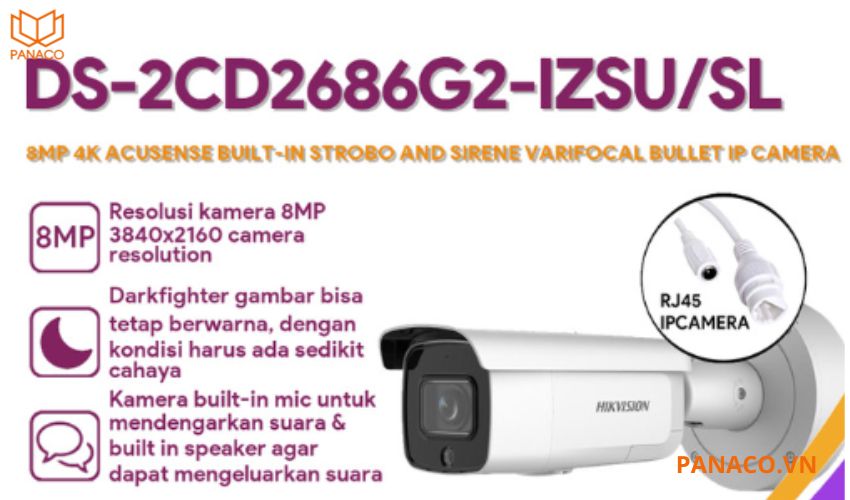 Camera hikvision 8MP DS-2CD2686G2-IZSU/SL