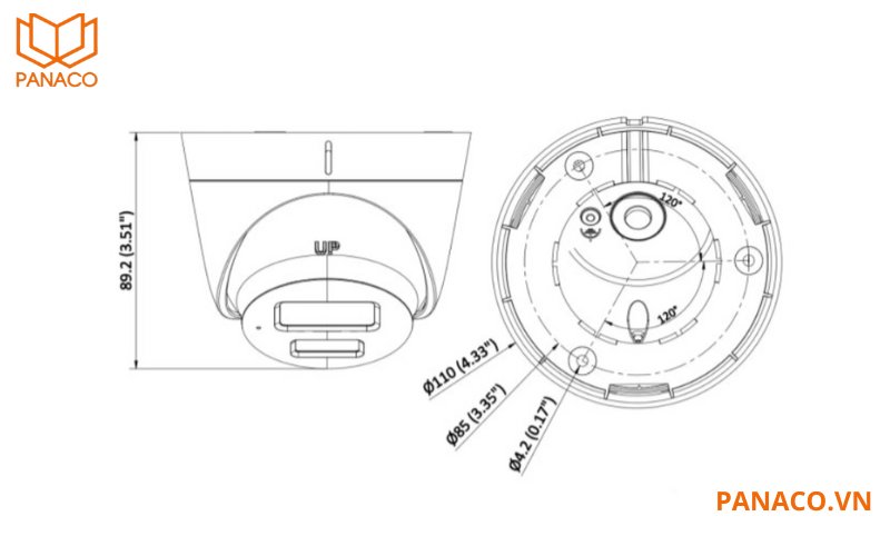 Camera DS-2CD1323G2-LIUF/SL có kích thước gọn nhẹ