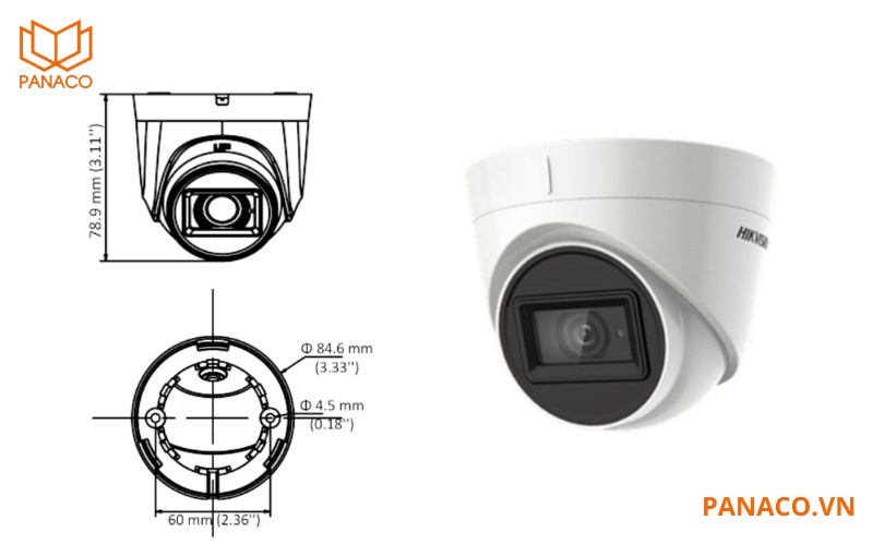 Camera hikvision DS-2CE76D0T-ITPFS có kích thước nhỏ gọn