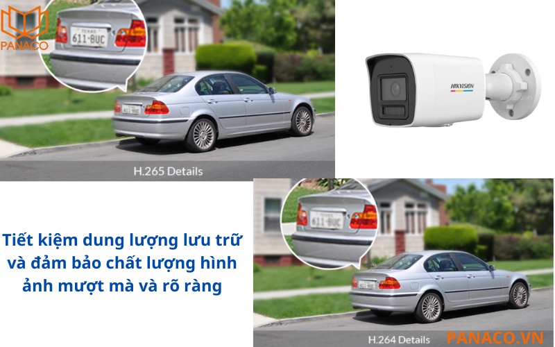 Camera hỗ trợ chuẩn nén video H.265, H.265+, H.264 và H.264+