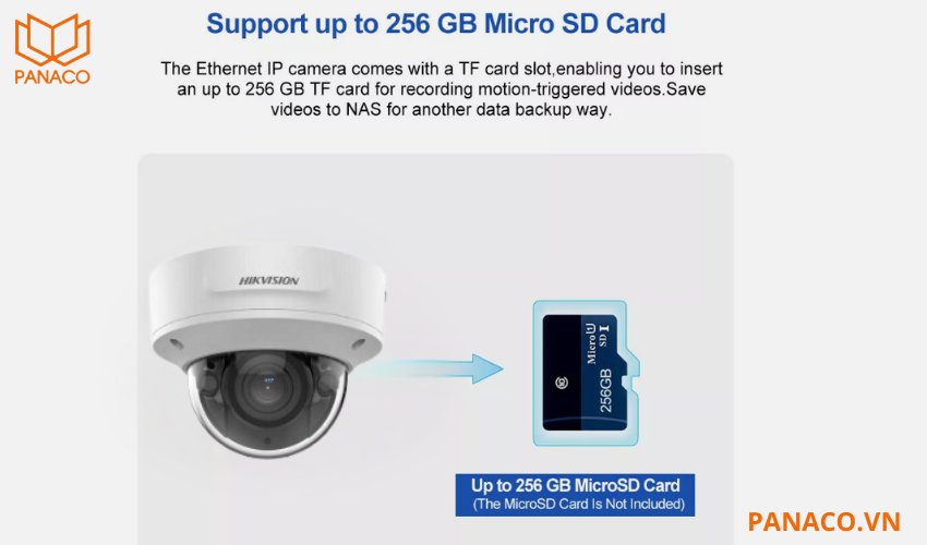 Camera hỗ trợ thẻ nhớ SD/SDHC/SDXC tối đa lên đến 256GB