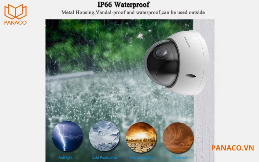 Camera lắp đặt ngoài trời Kbvision KX-C2007sPN3 đạt tiêu chuẩn IP66, IK10 và khả năng chống sét 6000V
