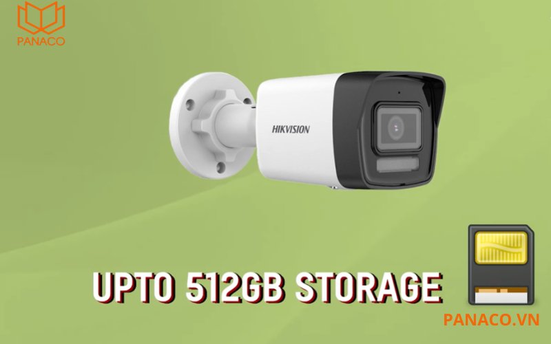 Camera quan sát hỗ trợ thẻ nhớ lên đến 512GB