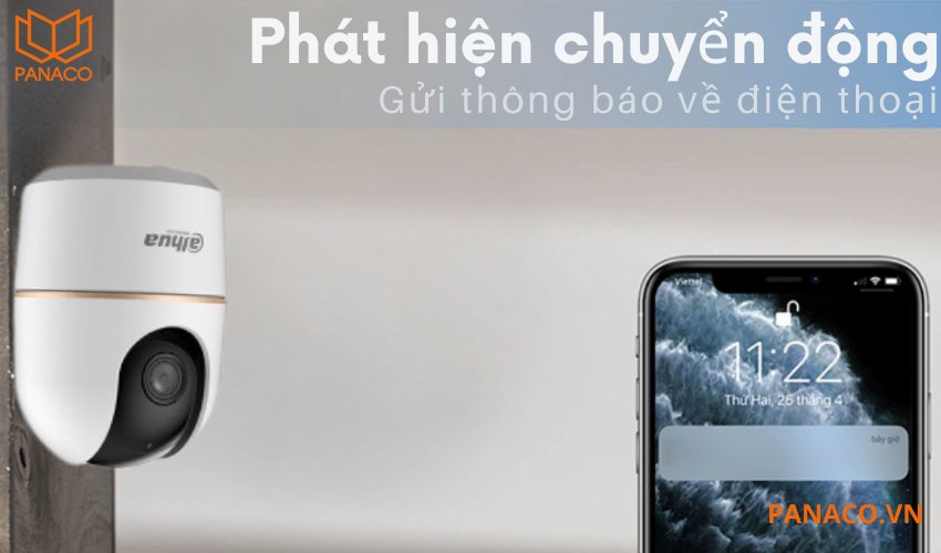 Camera quay quét khu vực giám sát và gửi thông báo đến điện thoại