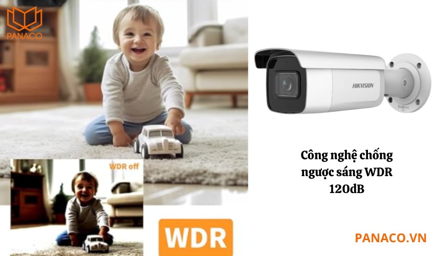 Camera trang bị công nghệ chống ngược sáng WDR 120dB