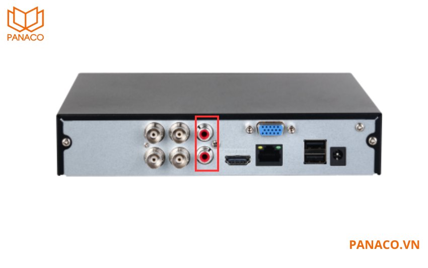 DH-XVR1B04-I-1T trang bị cổng audio in/out iúp người sử dụng giao tiếp trực tiếp thông qua hệ thống giám sát