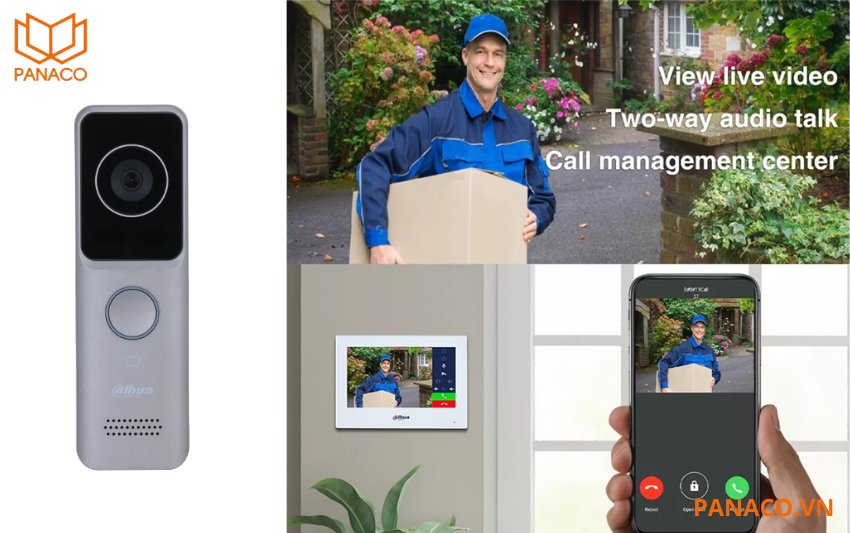 Nút nhấn chuông cửa DAHUA DHI-VTO2311R-WP có thể thực hiện cuộc gọi video với nhiều người cùng một lúc thông qua ứng dụng trên điện thoại di động