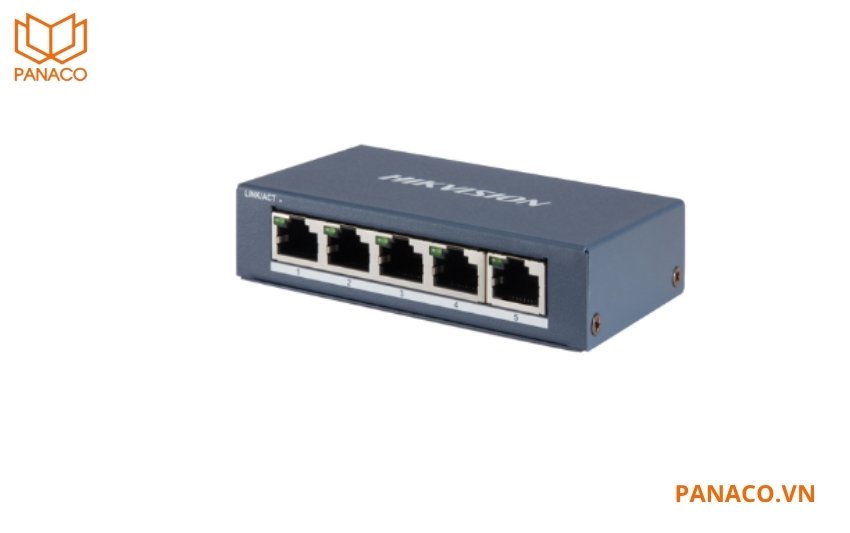DS-3E0505-E hỗ trợ 5 cổng Gigabit Ethernet với tốc độ truyền dữ liệu 1000Mbps