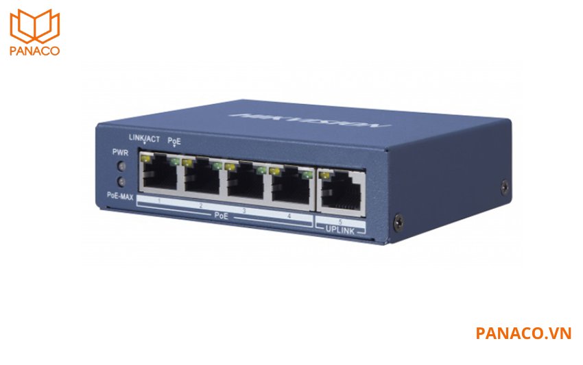 DS-3E0505HP-E hỗ trợ 4 cổng Gigabit Ethernet tốc độ cao cung cấp năng lượng cho nhiều thiết bị