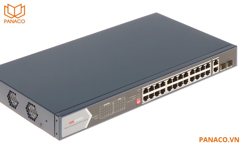 DS-3E0528HP-E dễ dàng cấp nguồn cho camera quay quét PTZ hoặc thiết bị mạng chuyên dụng