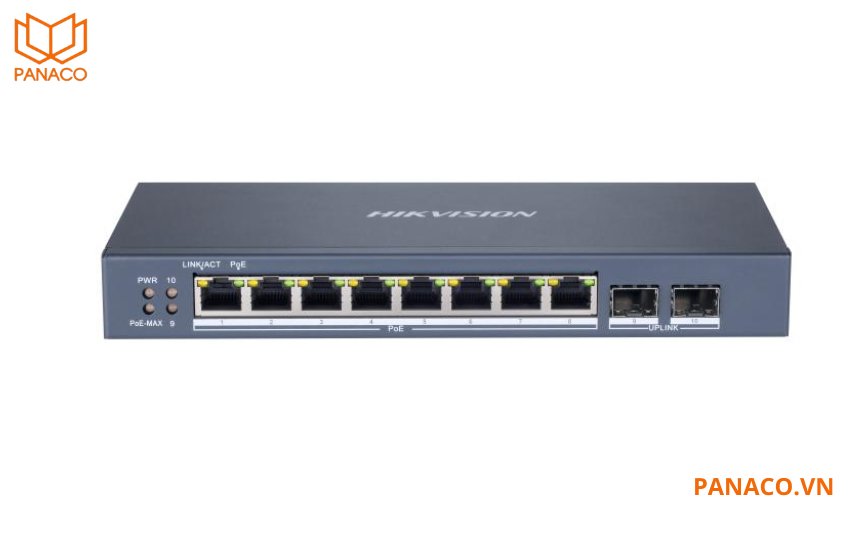 DS-3E1510P-SI có 8 cổng PoE RJ45 Gigabit tốc độ 1000Mbps đảm bảo khả năng kết nối mạnh mẽ và linh hoạt. 