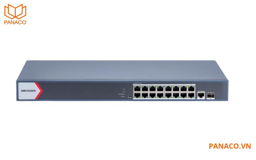 DS-3E1518P-EI/M có 16 cổng PoE tốc độ 1000 Mbps đảm bảo truyền tải dữ liệu nhanh chóng ngay cả khi kết nối nhiều thiết bị đồng thời. 