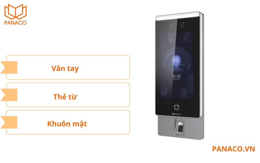 DS-K1T671TMFW tích hợp đồng thời ba phương thức xác thực gồm khuôn mặt, vân tay và thẻ từ
