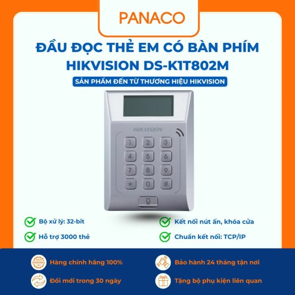 Đầu đọc thẻ EM có bàn phím Hikvision DS-K1T802MĐầu đọc thẻ EM có bàn phím Hikvision DS-K1T802M
