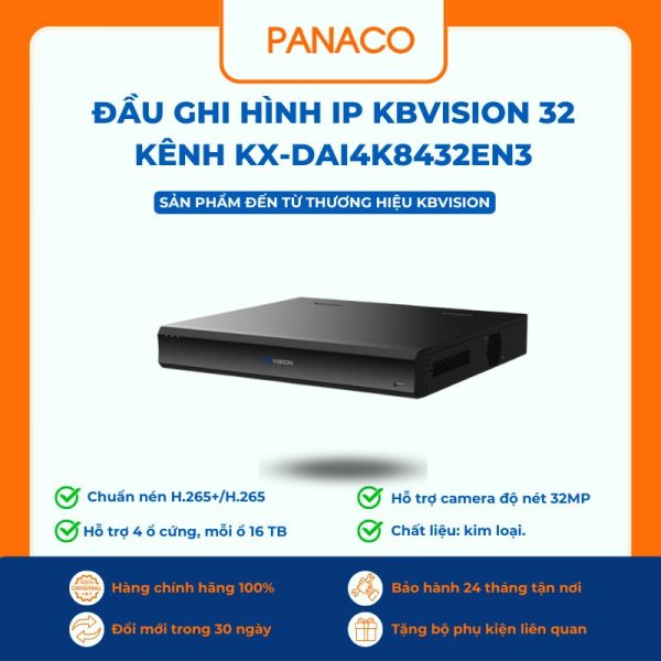 Đầu ghi hình Kbvision IP 32 kênh KX-DAi4K8432EN3