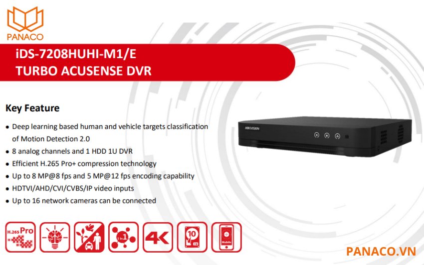 Đầu ghi hình hikvision 8 kênh Turbo 4.0 iDS-7208HUHI-M1/E