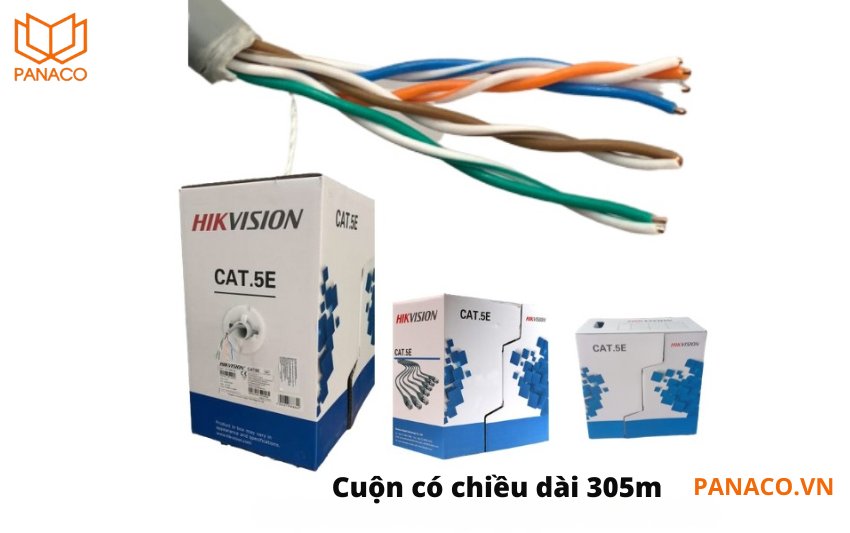 Dây cáp hikvision DS-1LN5E-S được đóng gói theo quy cách cuộn dài 305m