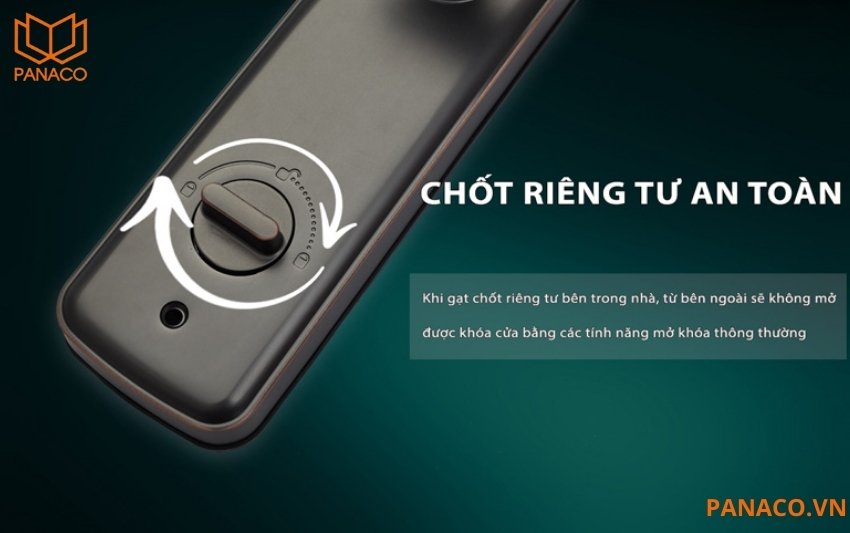Demax EL268 thiết kế chốt riêng tư, chỉ cần kích hoạt chế độ này, khóa sẽ vô hiệu hóa các phương thức mở cửa từ bên ngoài