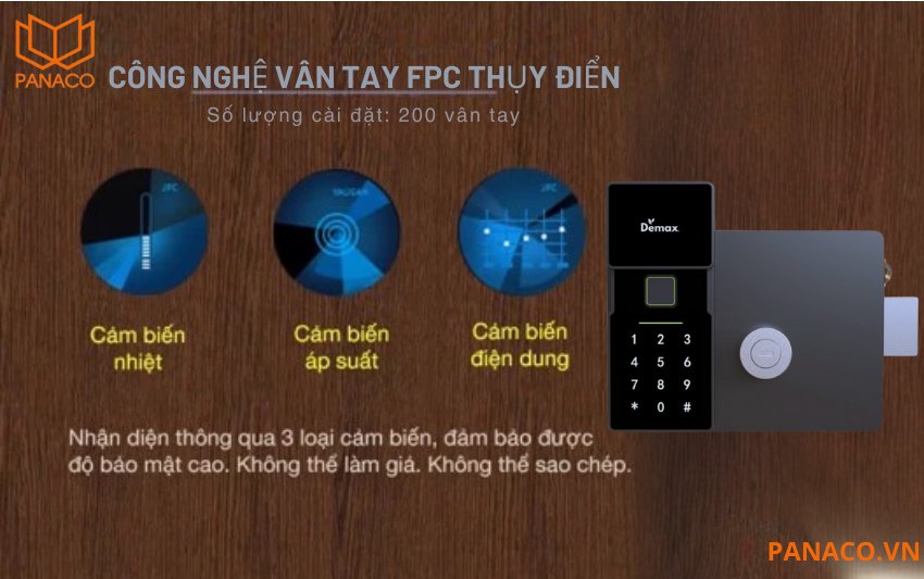 Demax EL608 CNC có khả năng nhận diện vân tay bằng sinh trắc học FPC đến từ Thụy Điển