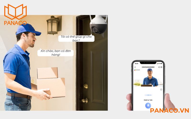 Ezviz C8W cho phép bạn đàm thoại hai chiều với âm thanh chất lượng cao