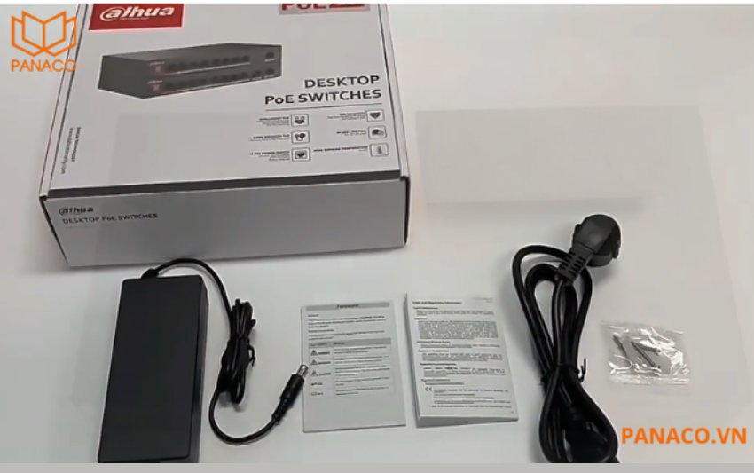 Trọn bộ switch POE 8 port Dahua DH-PFS3009-8ET-65