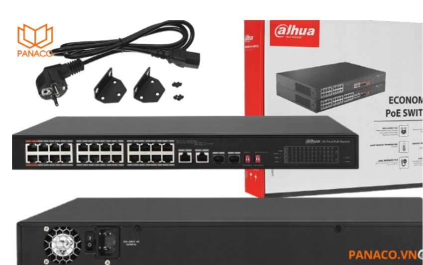 Trọn bộ switch Dahua 24 cổng DH-PFS3226-24ET-240 gồm có