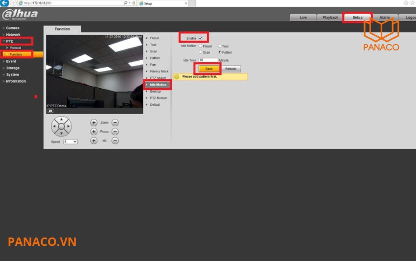 Hướng dẫn cài đặt Idle motion trên camera PTZ Dahua