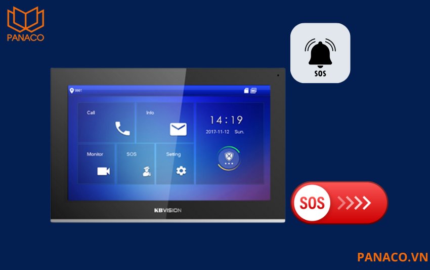 Màn hình chuông cửa wifi 10 inch KX-VDP05HN được trang bị tính năng cuộc gọi khẩn cấp (SOS alarm)