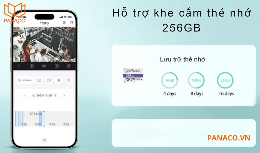 Khe cắm thẻ nhớ lên đến 256GB lưu trữ lâu hơn