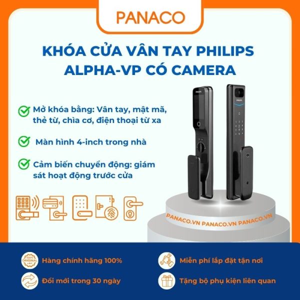 Khóa Cửa Vân Tay Philips Alpha-VP có camera