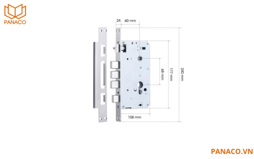 Thiết kế và kích thước của thân khóa tiêu chuẩn dùng cho khóa thông minh