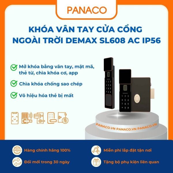Khóa cửa cổng bằng vân tay Demax SL608 AC