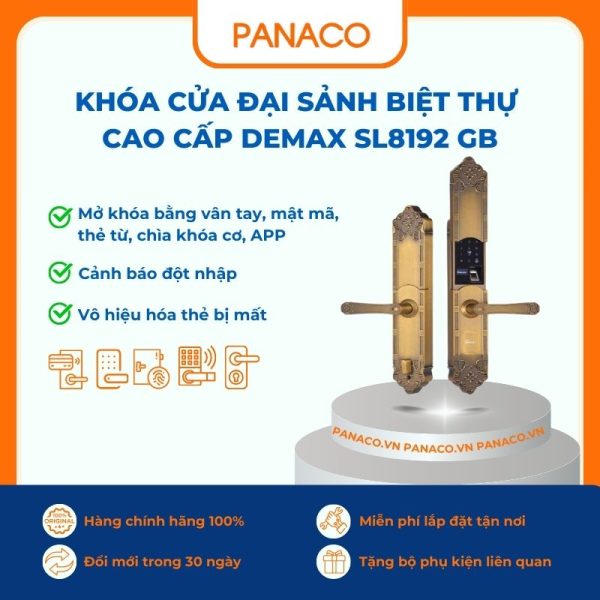 Khóa cửa đại sảnh biệt thự cao cấp Demax SL8192 GB