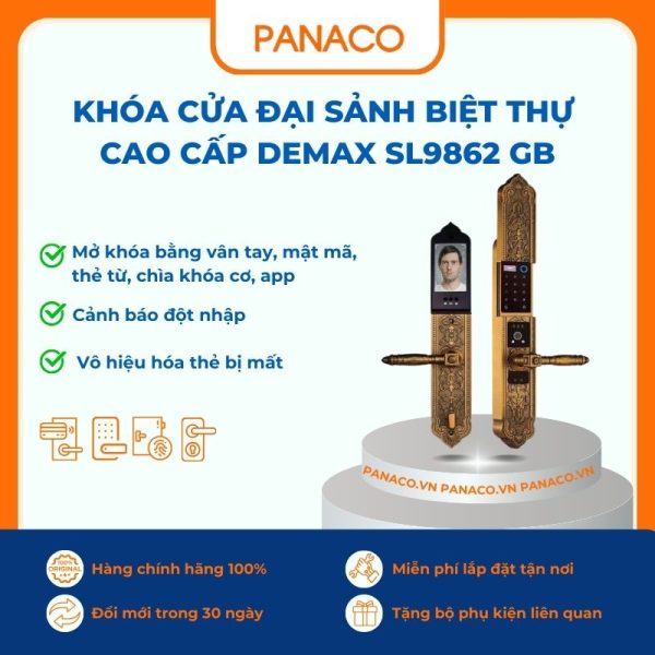 Khóa cửa đại sảnh biệt thự cao cấp Demax SL9862 GB