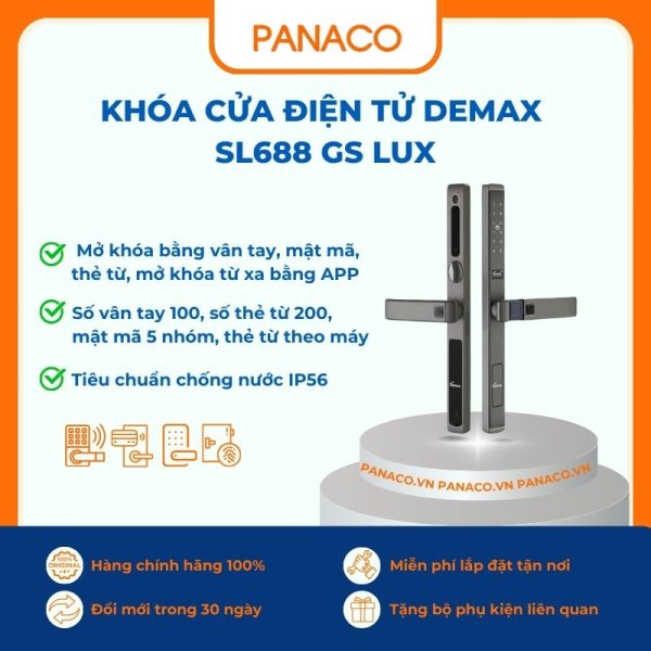Khóa cửa điện tử Demax SL688 GS LUX