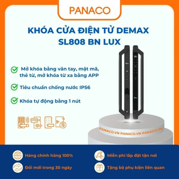 Khóa cửa điện tử Demax SL808 BN LUX